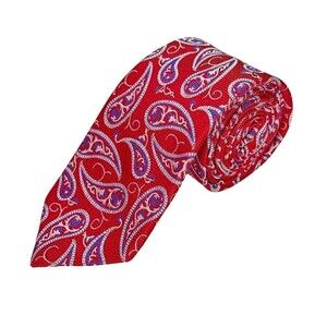 Tattersall London Silk Tie Men Red White Blue Paisley Necktie 100% Silk Handmade